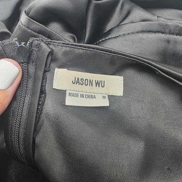 Jason Wu Black Satin Spaghetti Strap Midi Dress Women's Medium M - Picture 4 of 6